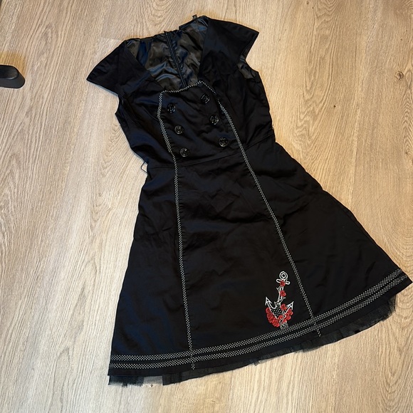Living Dead Souls Black Retro Sailor Pinup Dress Women’s S Small - Picture 3 of 7